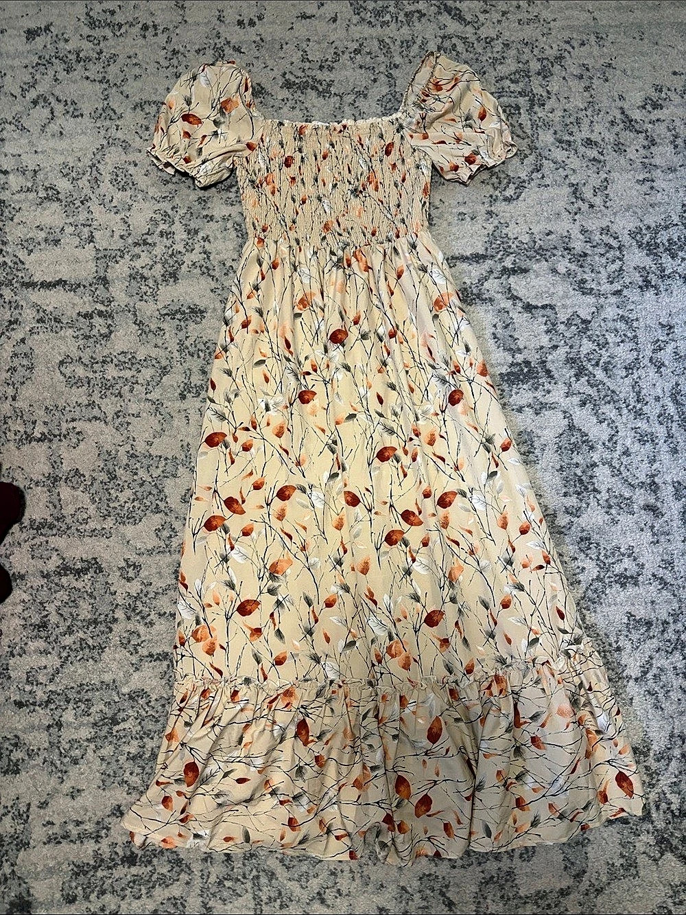 Baltic Born Floral Maxi Dress in Cream & Orange Size Large - Picture 3 of 8